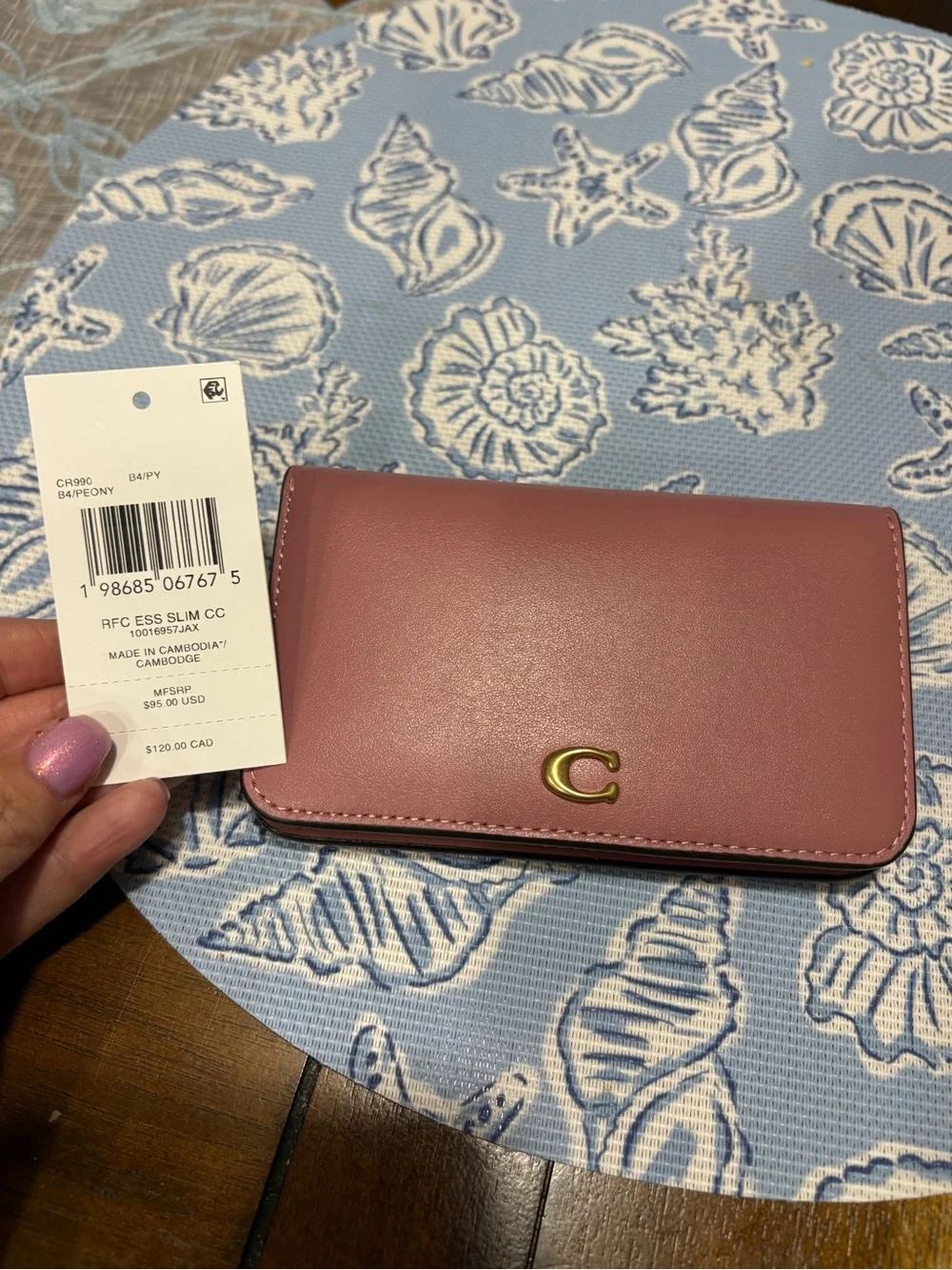 Coach essential slim card case in peony - Picture 1 of 7